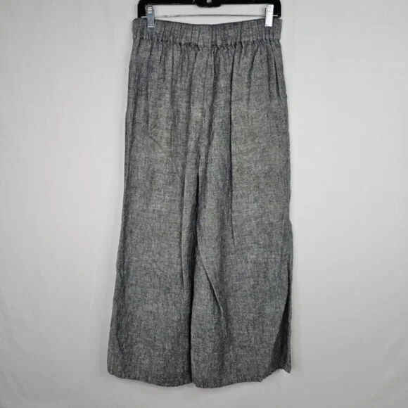 CATHERINE MALANDRINO Wide Leg 100% Linen Pants GRAY size S Boho Preppy Coastal - Picture 5 of 6